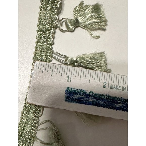 Vtg Conso Fabric Upholstery 2" Fringe Tassel  Trim Rattail  Pom Pom Green -Yard - Picture 4 of 5
